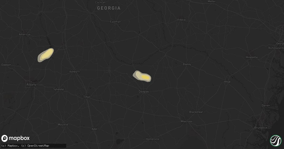 Hail map in Broxton, GA on August 30, 2017