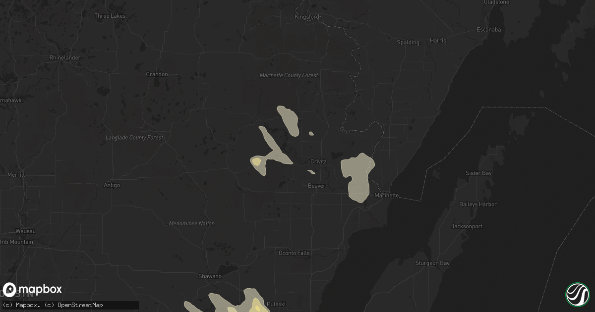 Hail map in Crivitz, WI on August 30, 2017