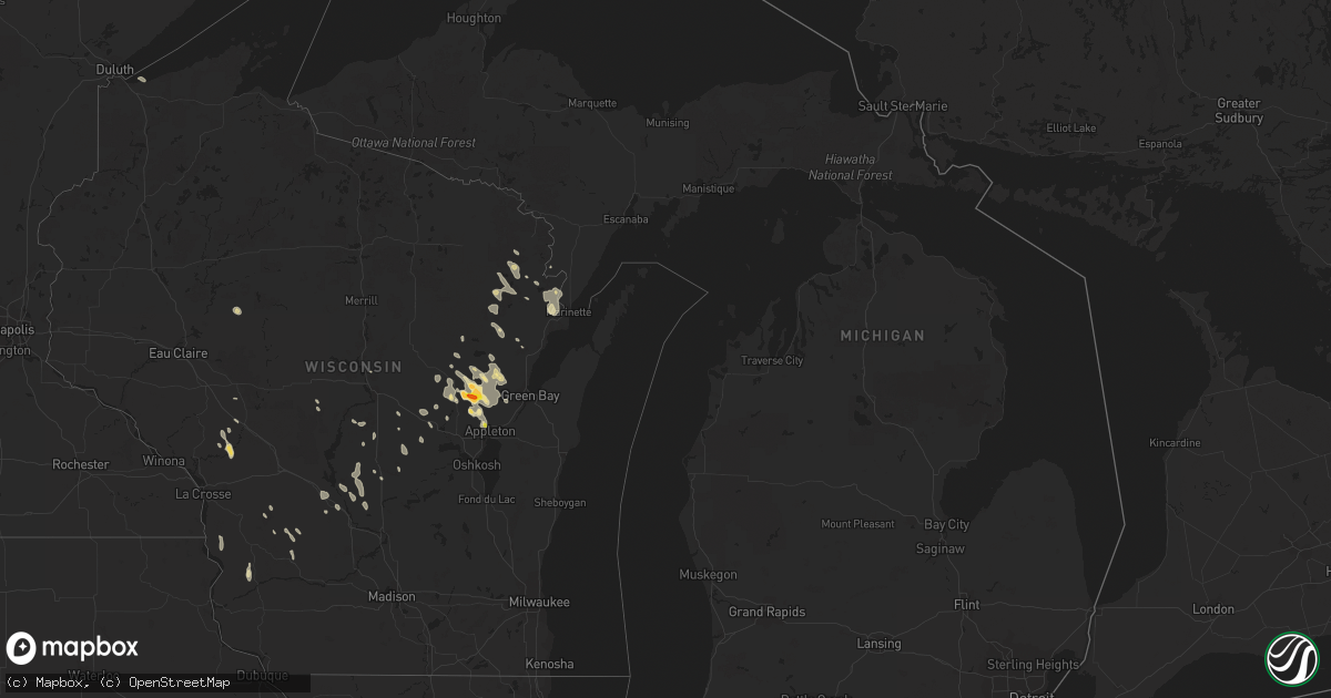 Hail map in Michigan on August 30, 2017