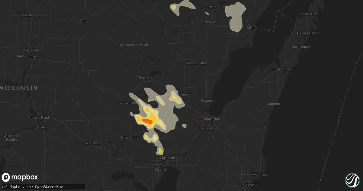 Hail map in Pulaski, WI on August 30, 2017