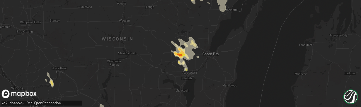 Hail map in Shiocton, WI on August 30, 2017