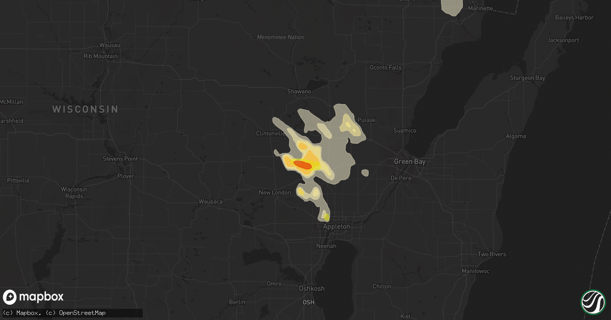 Hail map in Shiocton, WI on August 30, 2017