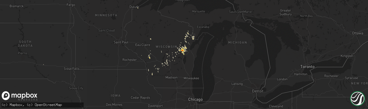 Hail map on August 30, 2017