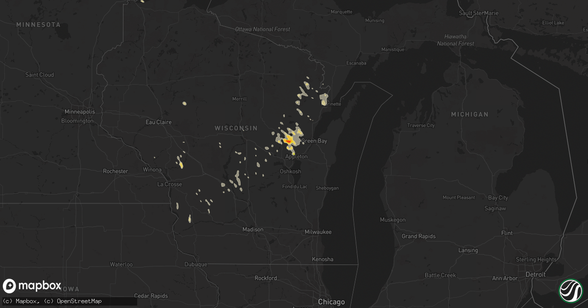 Hail map on August 30, 2017