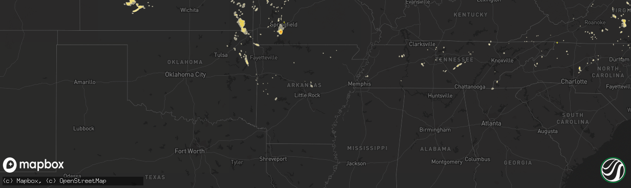 Hail map in Arkansas on August 30, 2018