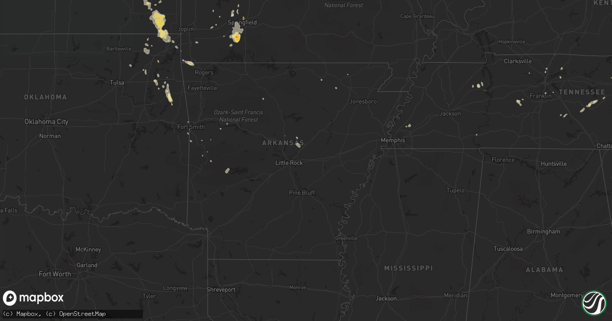 Hail map in Arkansas on August 30, 2018