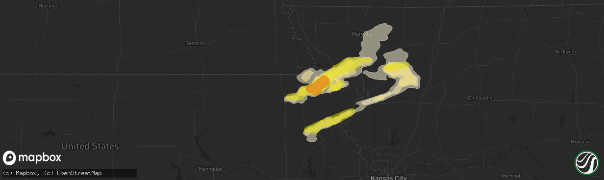 Hail map in Hiawatha, KS on August 30, 2018