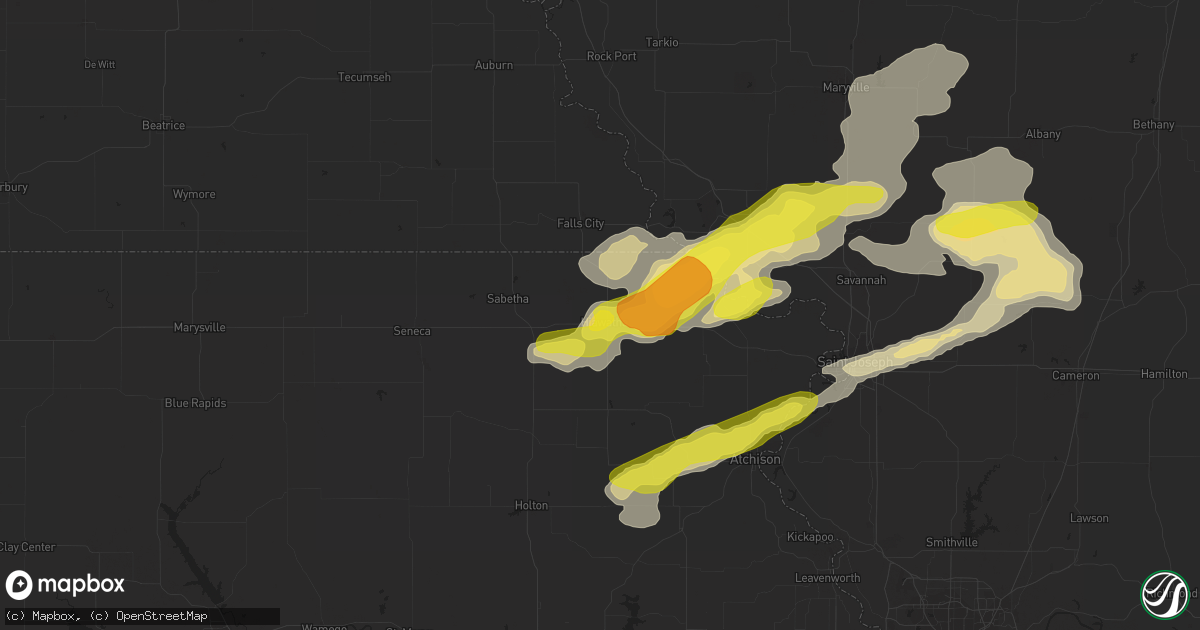 Hail map in Hiawatha, KS on August 30, 2018