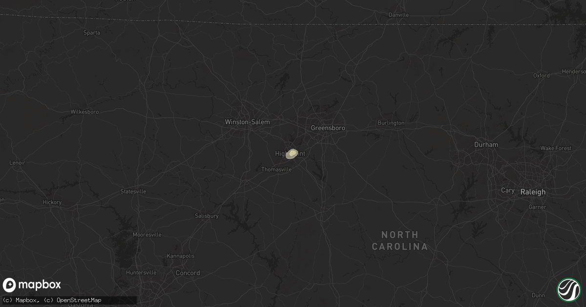 Hail map in High Point, NC on August 30, 2018