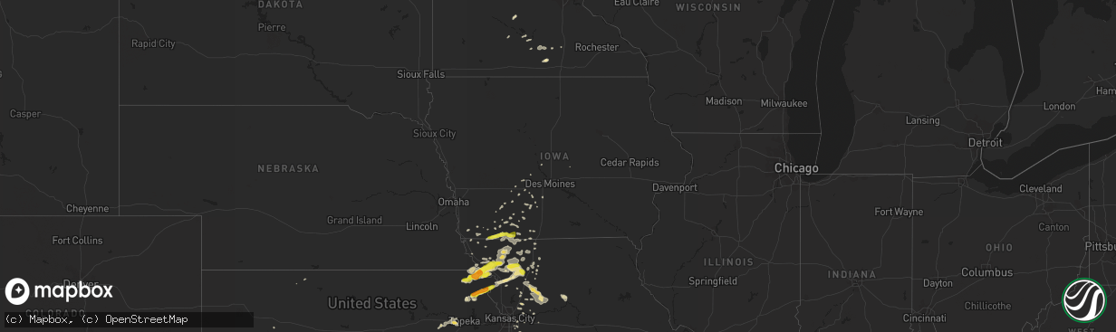 Hail map in Iowa on August 30, 2018