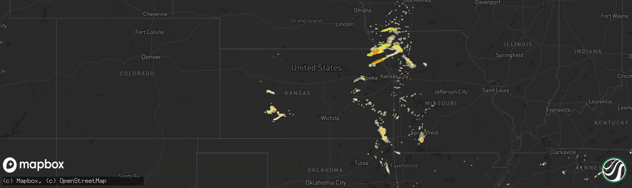 Hail map in Kansas on August 30, 2018