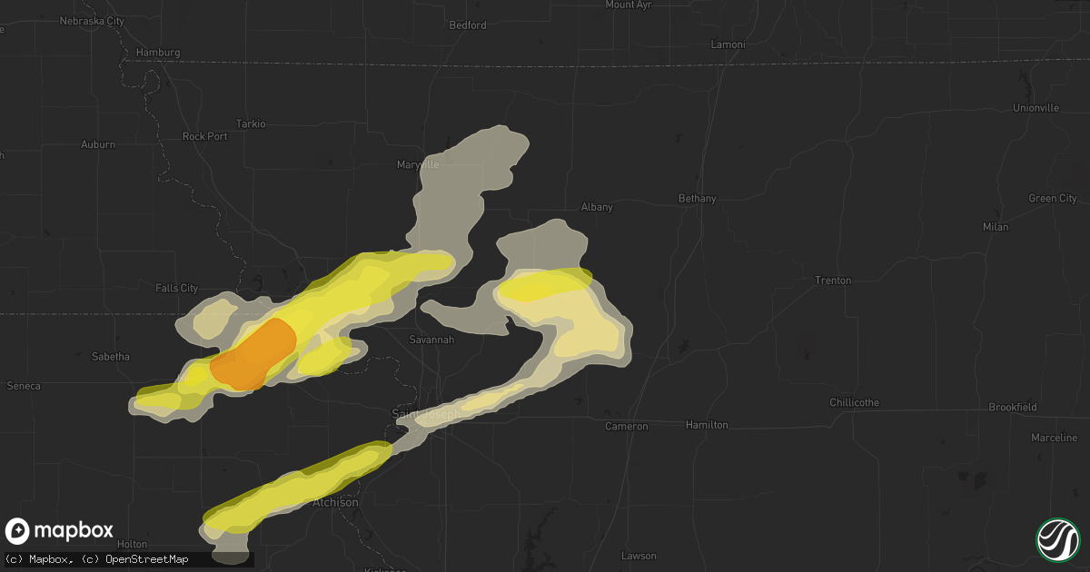 Hail map in King City, MO on August 30, 2018