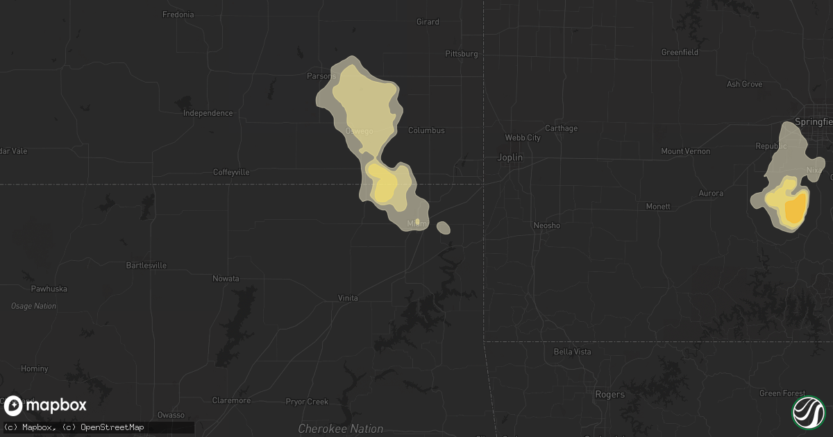 Hail map in Miami, OK on August 30, 2018