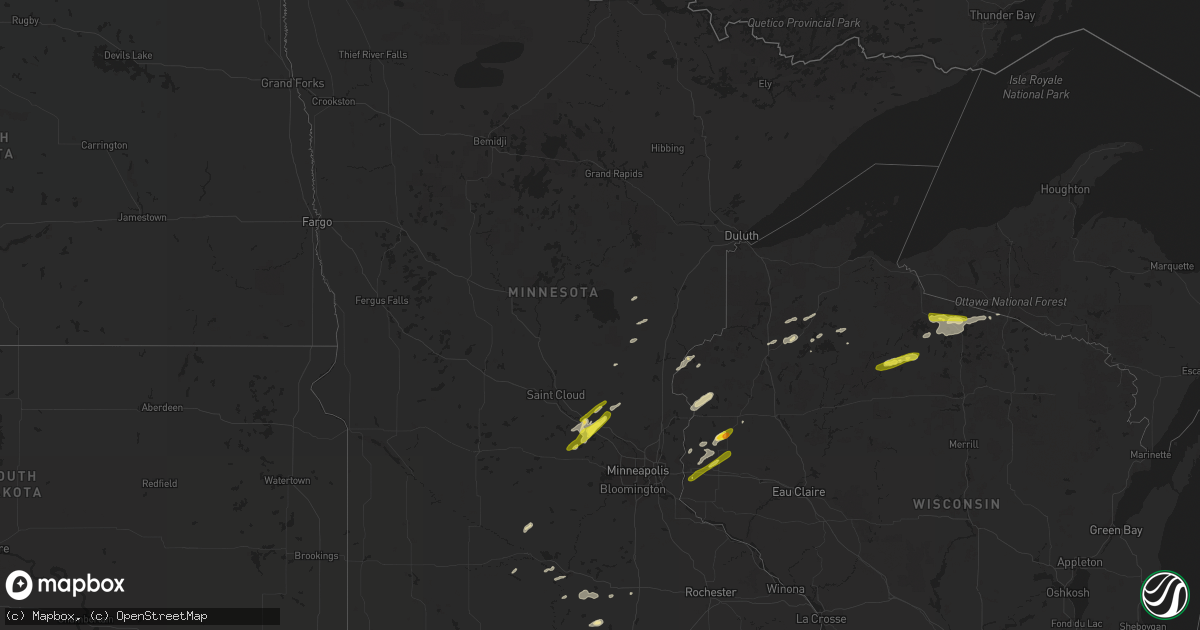 Hail map in Minnesota on August 30, 2018
