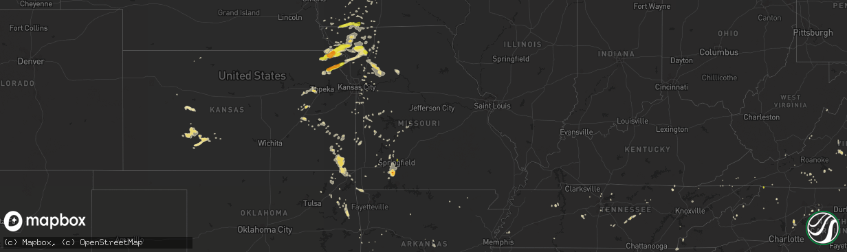 Hail map in Missouri on August 30, 2018