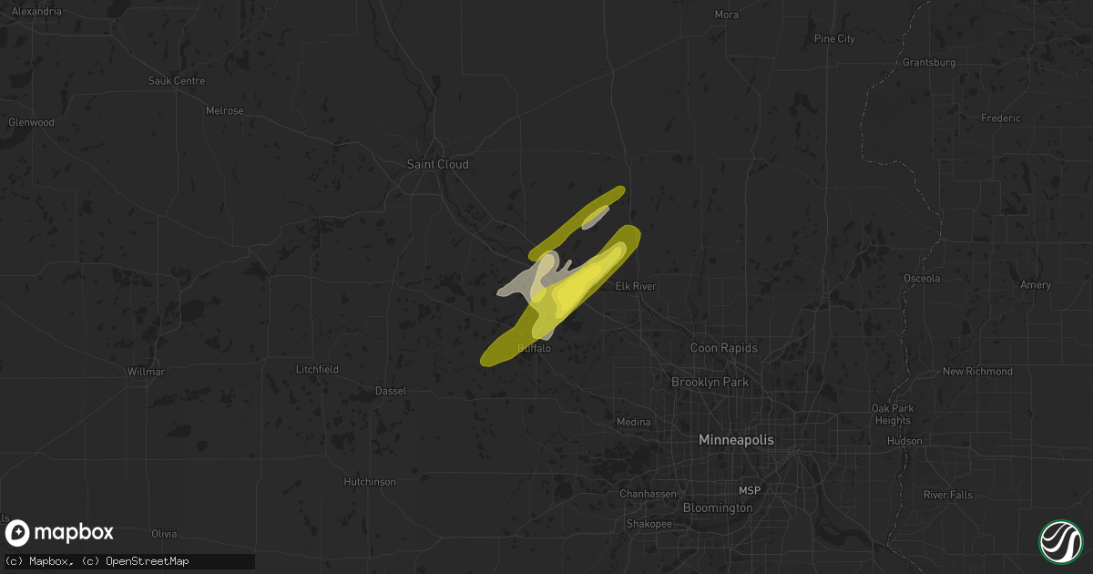 Hail map in Monticello, MN on August 30, 2018