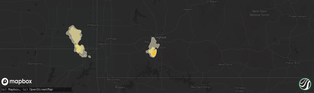 Hail map in Nixa, MO on August 30, 2018