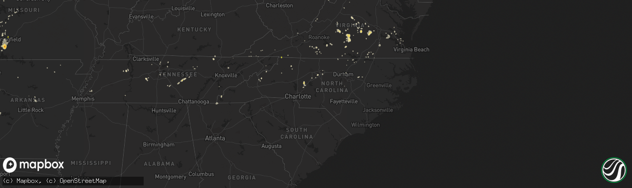 Hail map in North Carolina on August 30, 2018