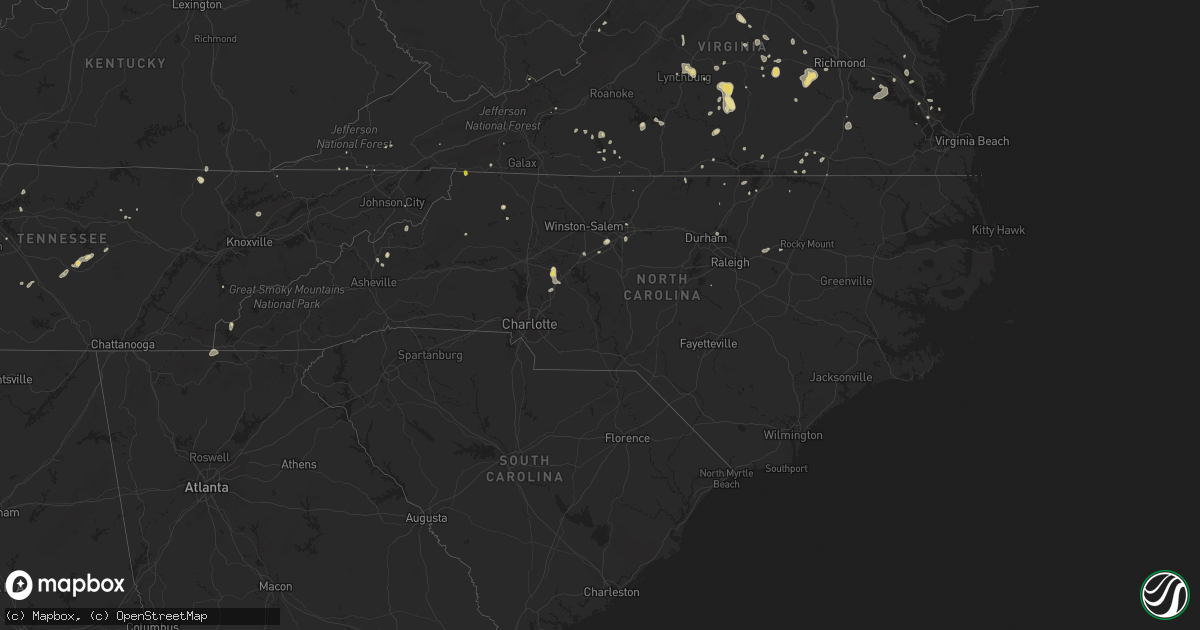 Hail map in North Carolina on August 30, 2018