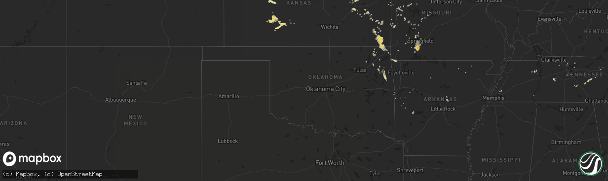 Hail map in Oklahoma on August 30, 2018