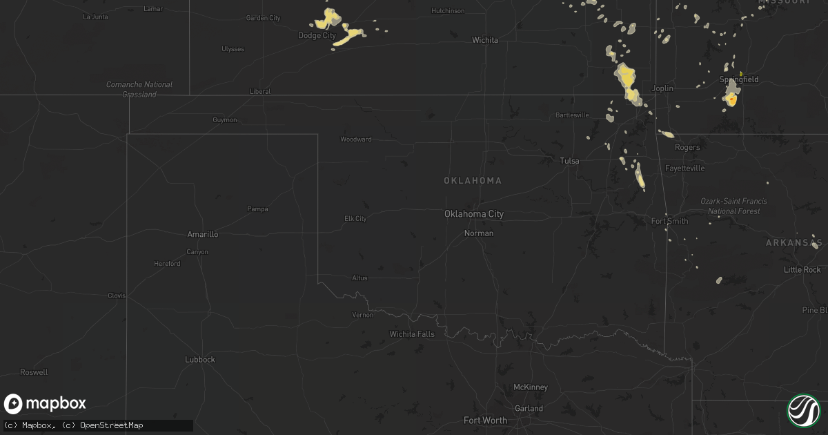 Hail map in Oklahoma on August 30, 2018