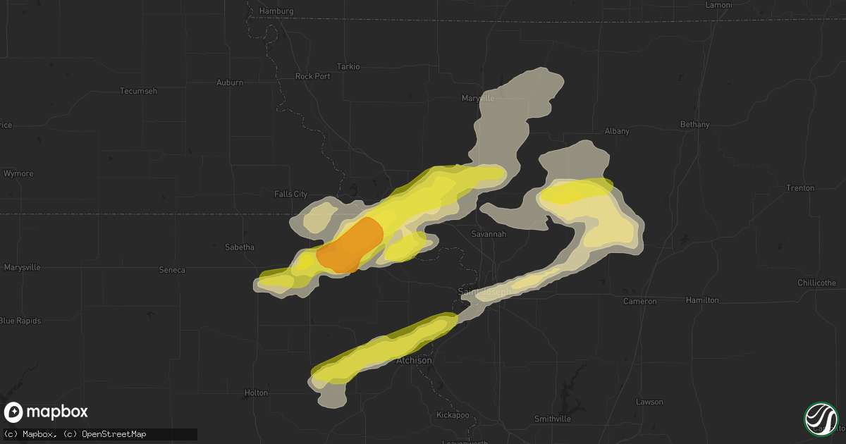Hail map in Oregon, MO on August 30, 2018