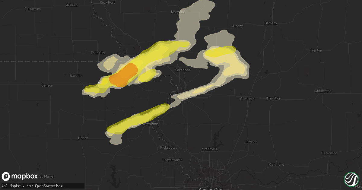 Hail map in Saint Joseph, MO on August 30, 2018