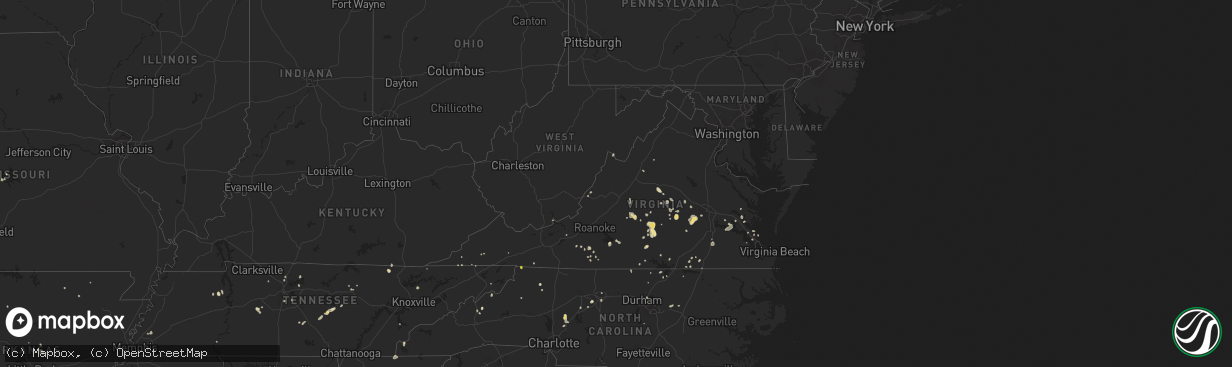 Hail map in Virginia on August 30, 2018