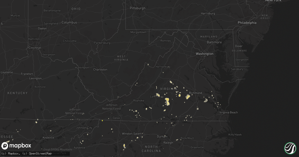 Hail map in Virginia on August 30, 2018