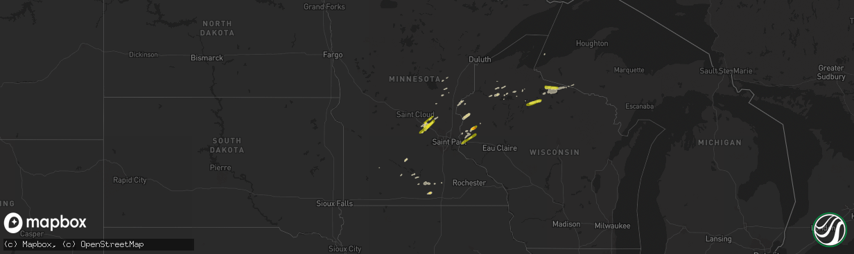 Hail map on August 30, 2018