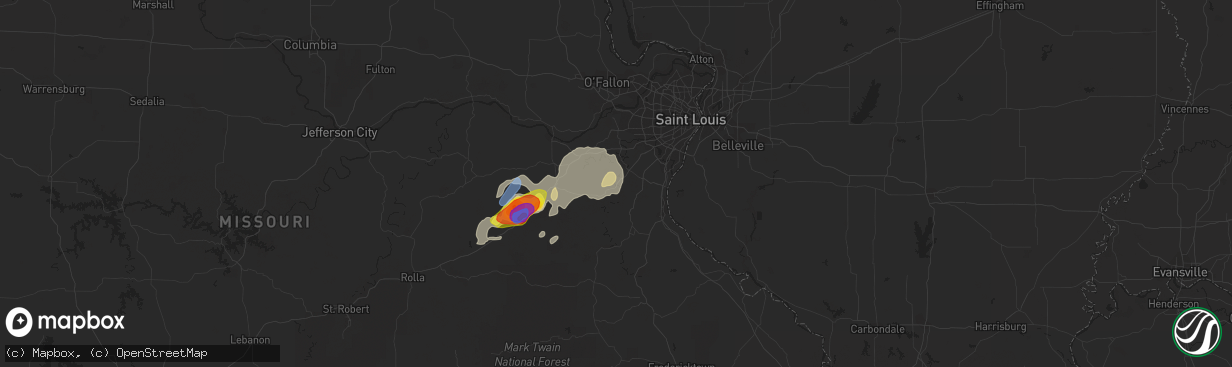 Hail map in Cedar Hill, MO on August 30, 2019