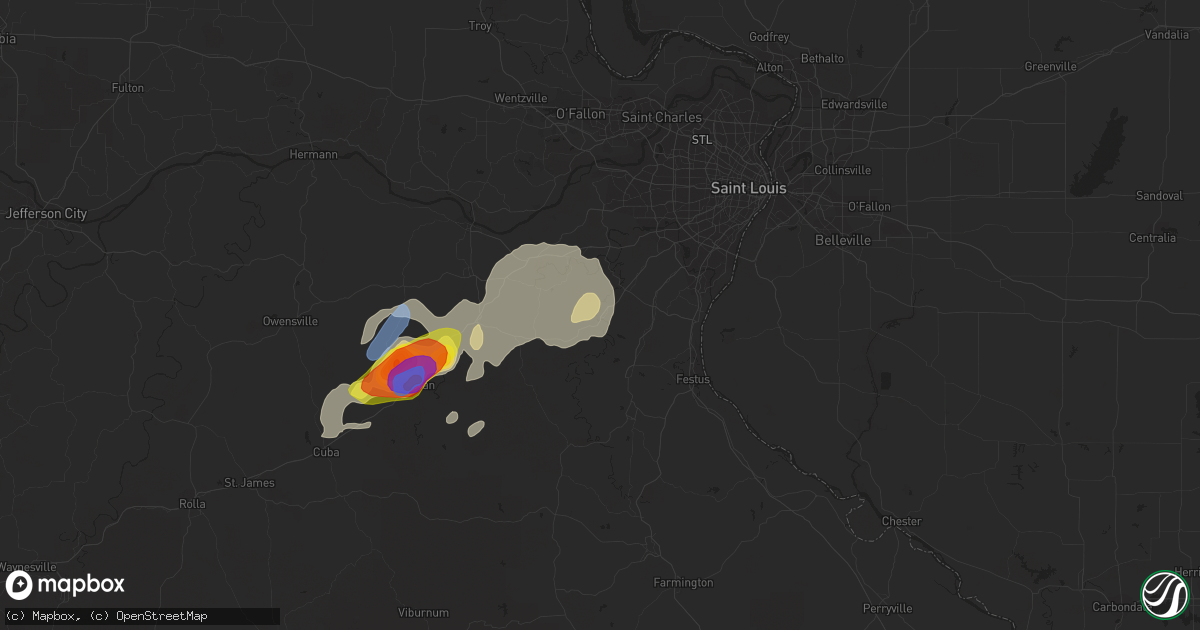 Hail map in Cedar Hill, MO on August 30, 2019