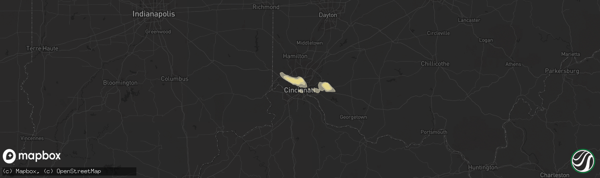 Hail map in Cincinnati, OH on August 30, 2019