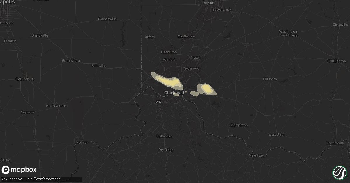 Hail map in Cincinnati, OH on August 30, 2019