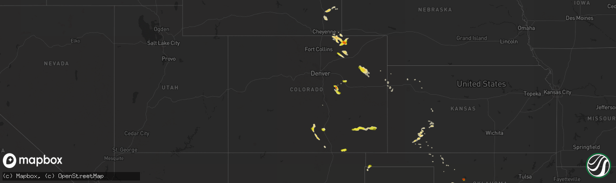 Hail map in Colorado on August 30, 2019