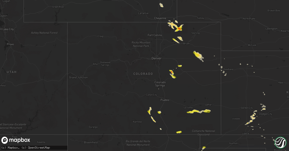 Hail map in Colorado on August 30, 2019