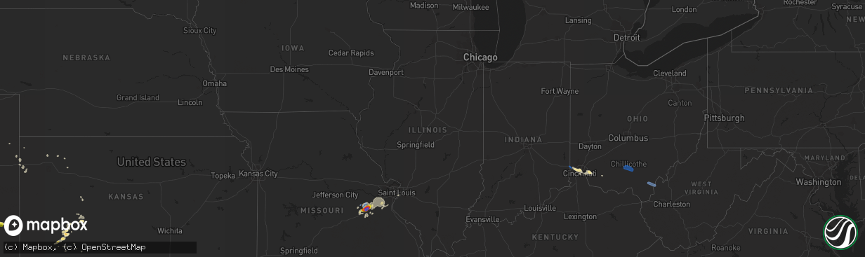 Hail map in Illinois on August 30, 2019