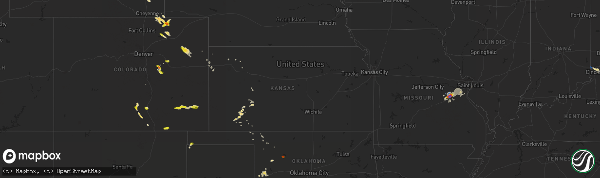 Hail map in Kansas on August 30, 2019