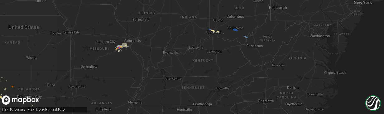 Hail map in Kentucky on August 30, 2019