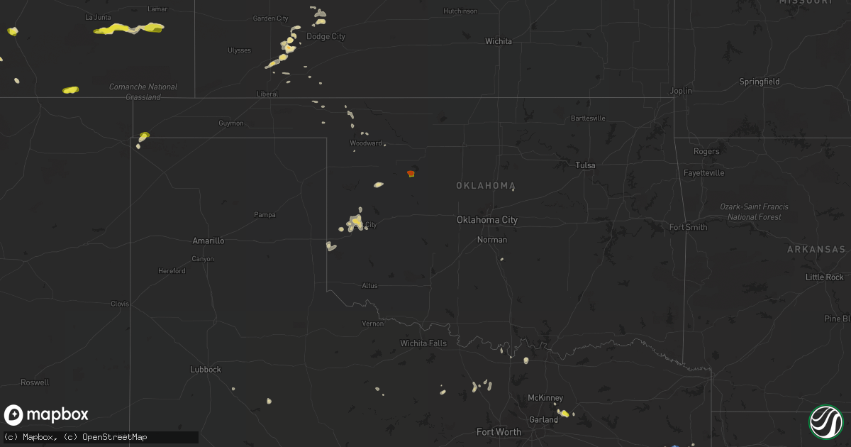 Hail map in Oklahoma on August 30, 2019
