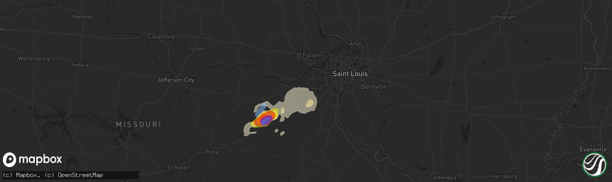 Hail map in Pacific, MO on August 30, 2019