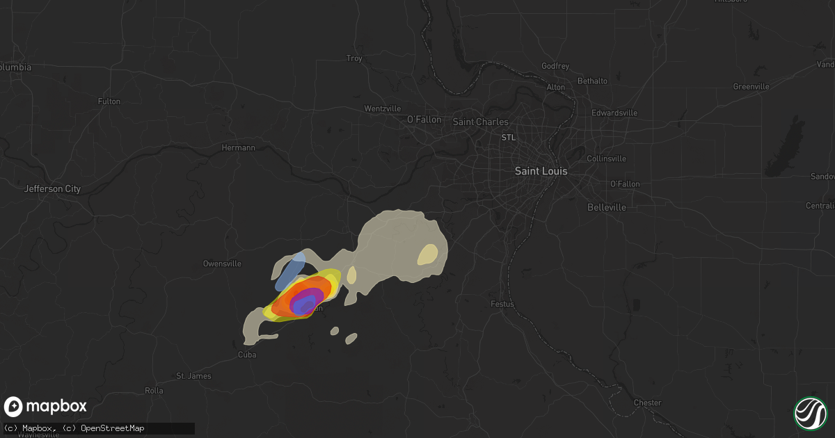 Hail map in Pacific, MO on August 30, 2019