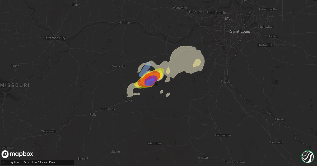 Hail map in Sullivan, MO on August 30, 2019