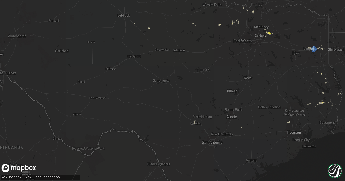 Hail map in Texas on August 30, 2019