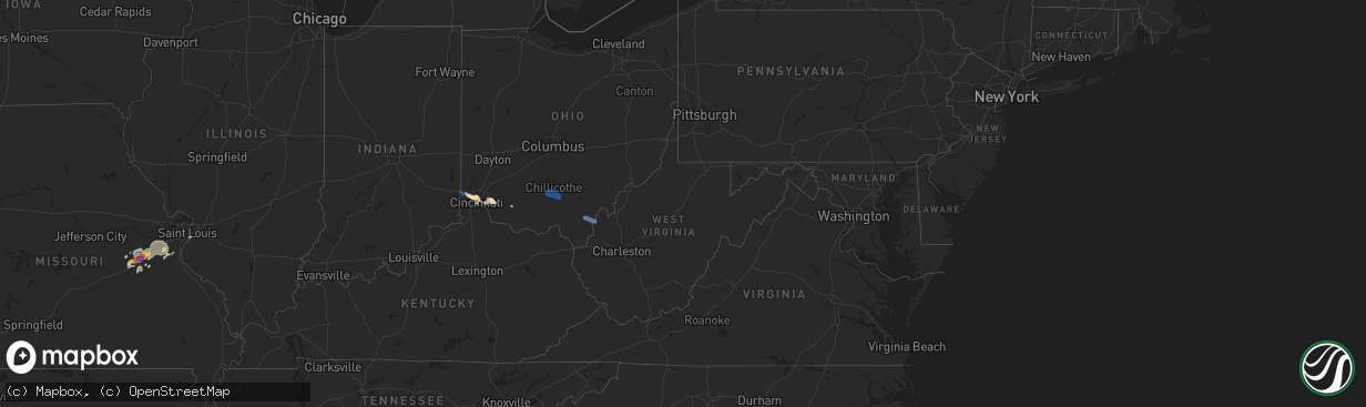 Hail map in West Virginia on August 30, 2019