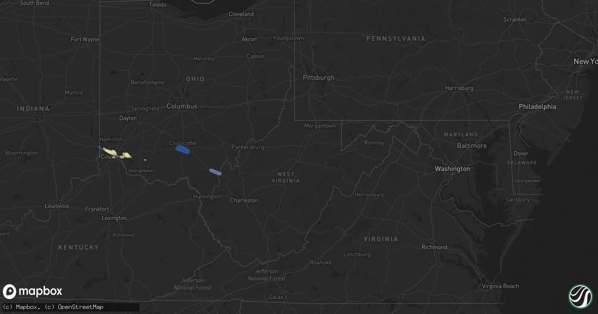 Hail map in West Virginia on August 30, 2019