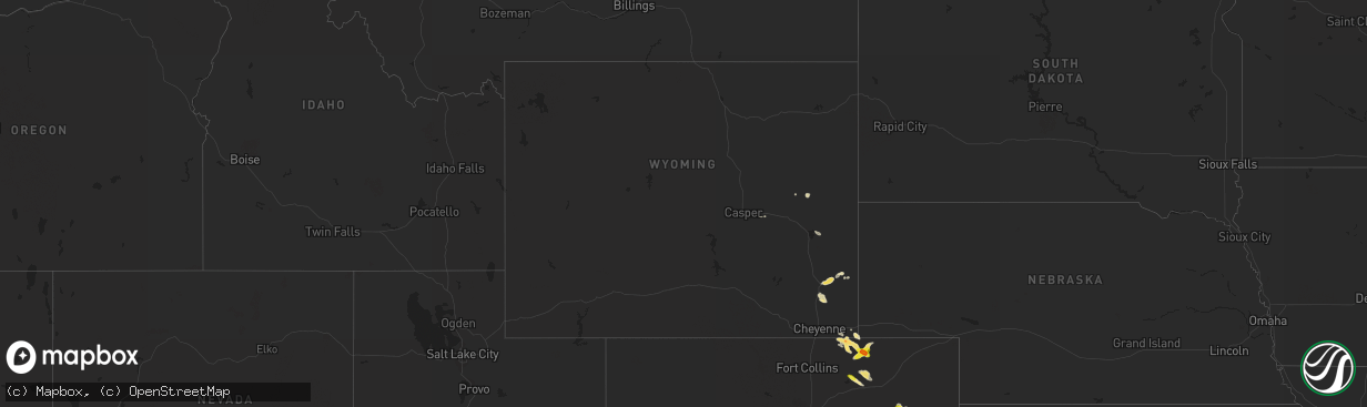 Hail map in Wyoming on August 30, 2019