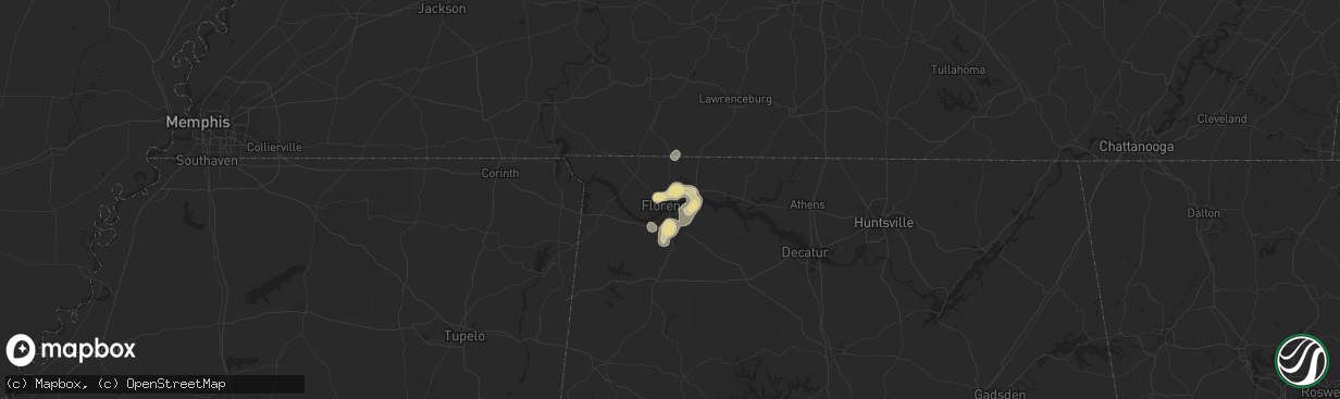 Hail map in Florence, AL on August 30, 2020