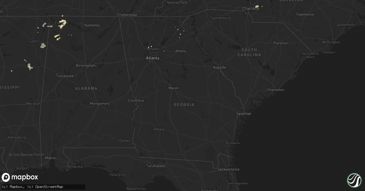 Hail map in Georgia on August 30, 2020