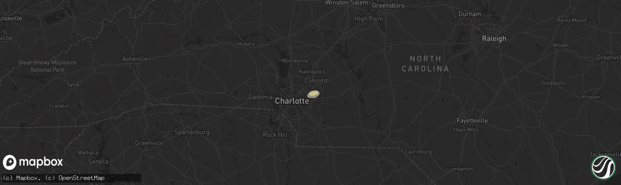 Hail map in Harrisburg, NC on August 30, 2020